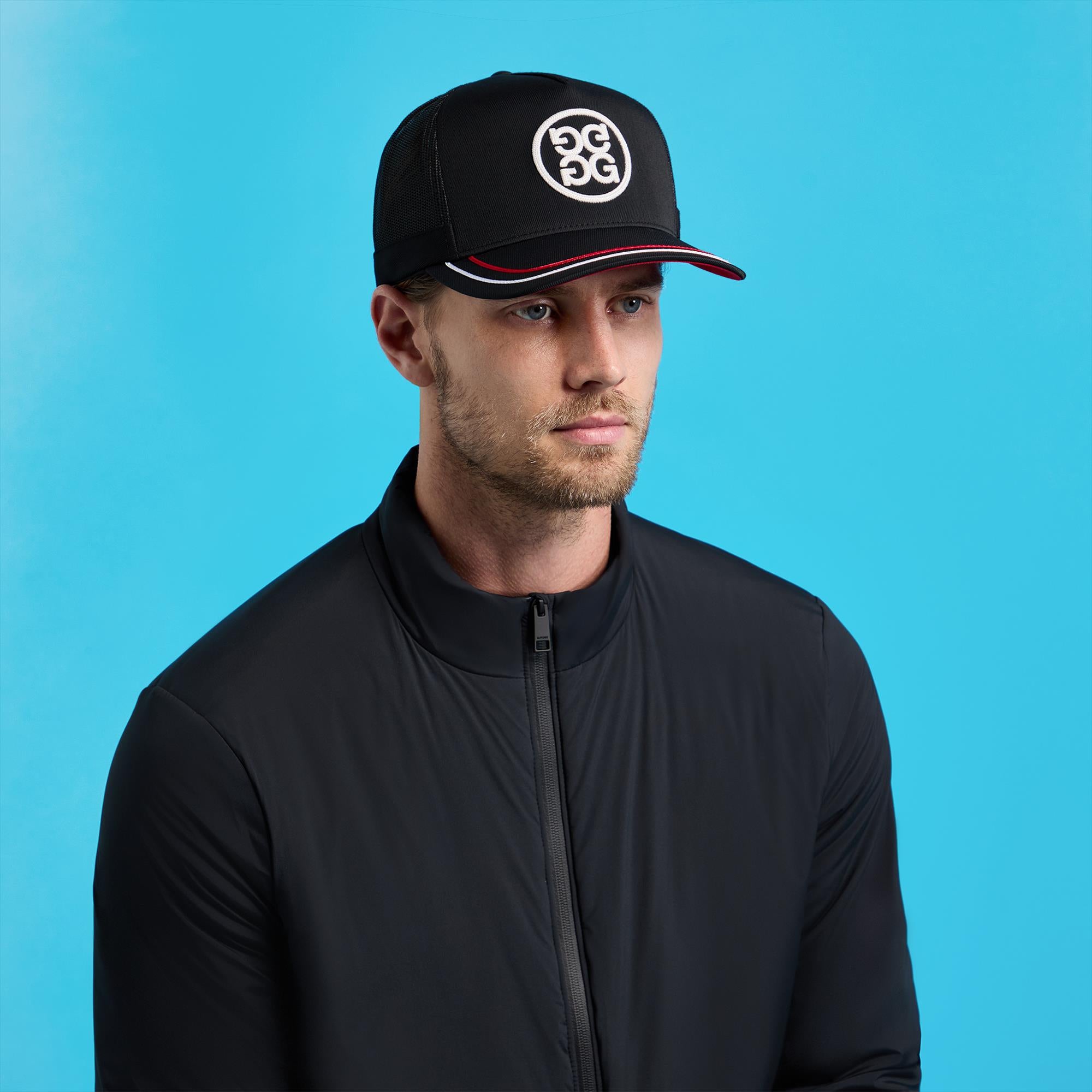 G/FORE Soutache Tall Stretch Twill Trucker Cap Onyx